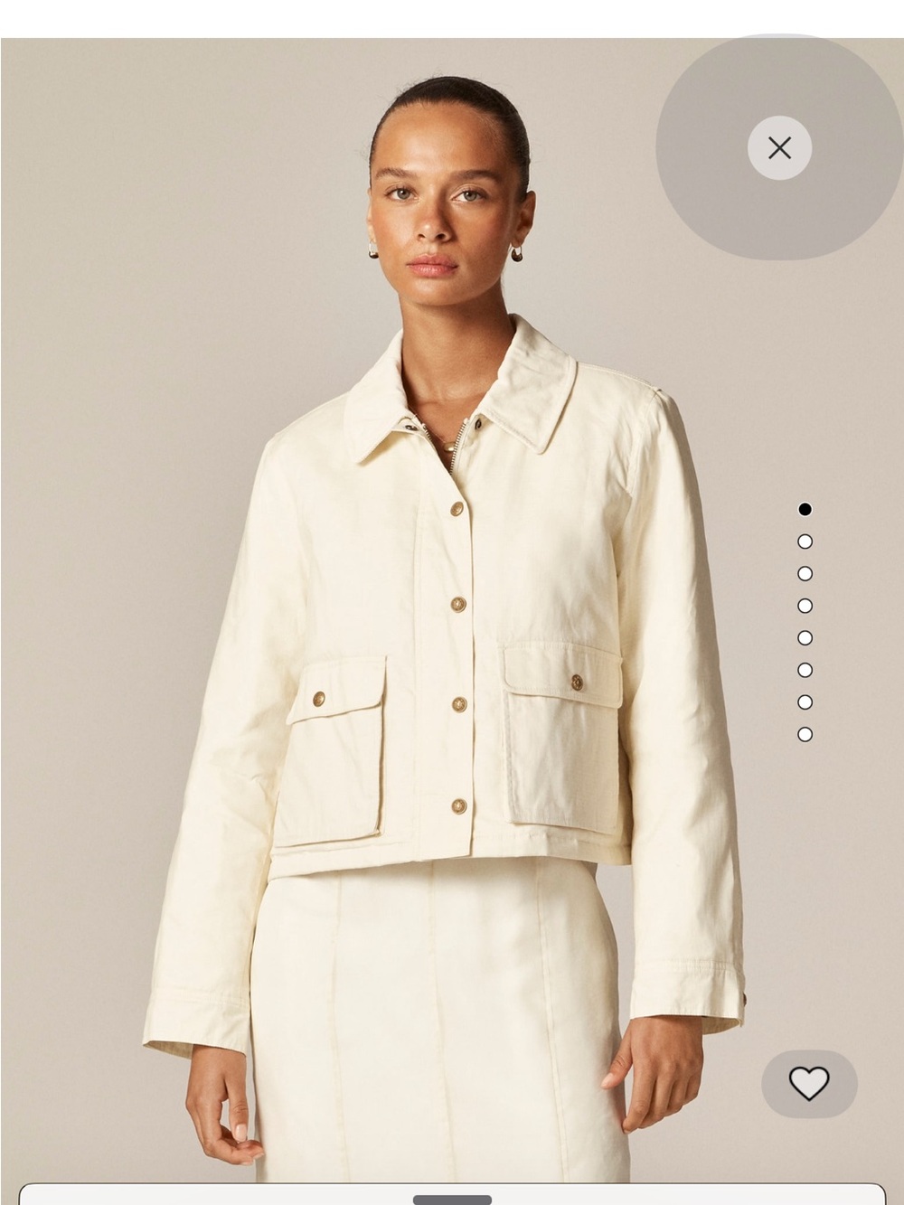 J. Crew Cream Cropped Utility Jacket